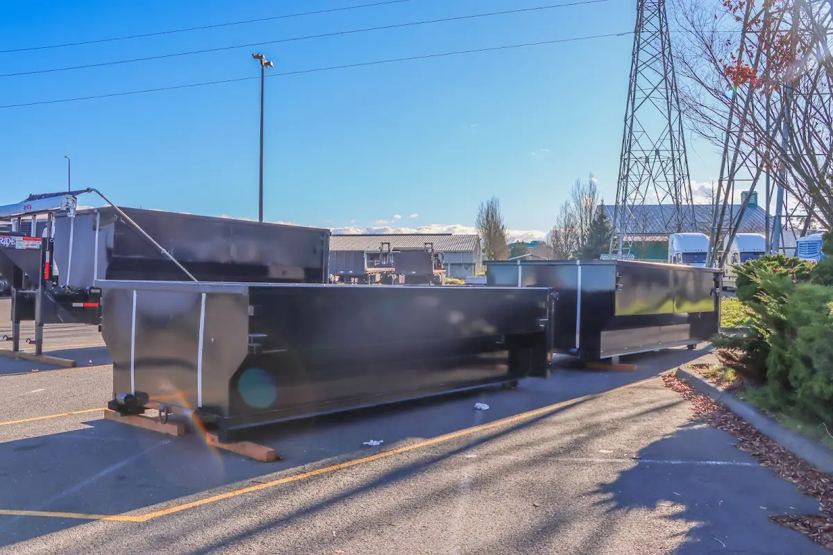Roll-off dumpster ready for waste disposal at job site for Construction Dumpster Rental in La Grange